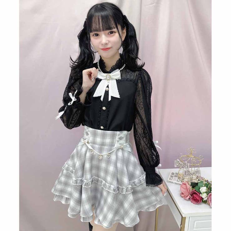 ★美品★ ROJITA ウエストレースアップ切替フレアスカート ★ ウエストレースアップ切替フレアスカート[品番：RJTW0002052