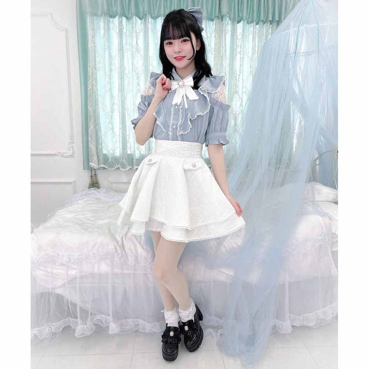 美品❤︎ダブルクロスフレアミニスカート ダブルフレアクロスベルトスカート[品番：RJTW0002085]｜ROJITA