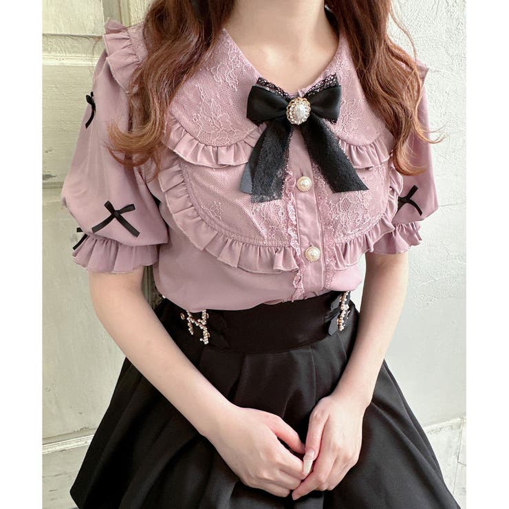 ★新品★ ROJITA 袖リボンヨーク衿レースブラウス ★ ロジータ ROJITA 袖リボンヨーク衿レースブラウス （ホワイト