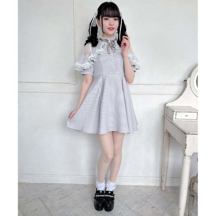 ショルダーオーバーレースラッフルワンピース[品番:RJTW0002105 ショルダーオーバーレースラッフルワンピース[品番:RJTW0002105