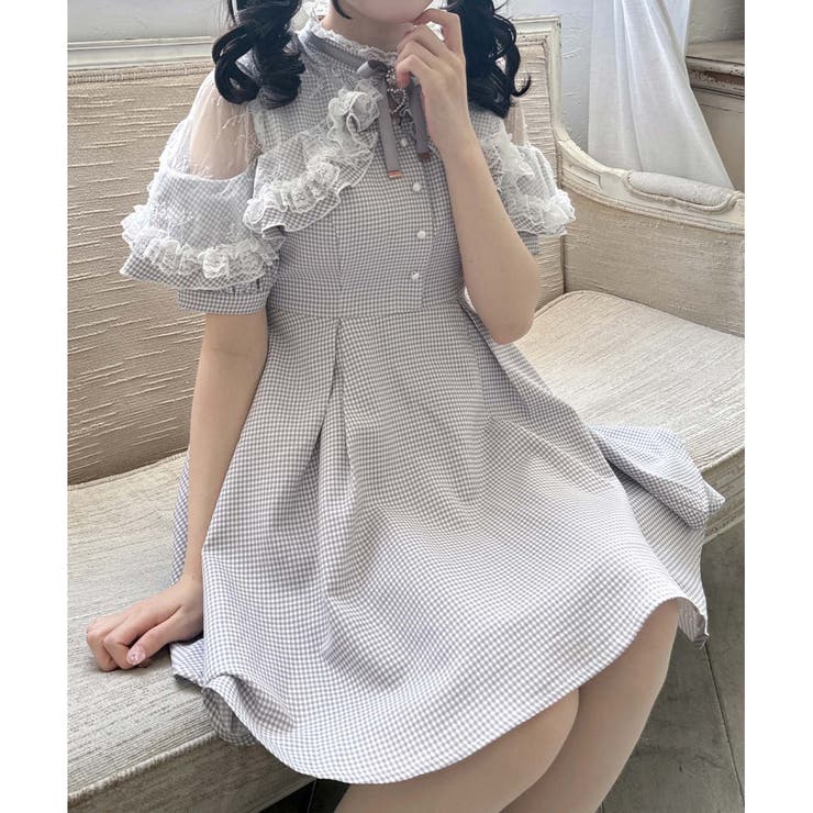 ショルダーオーバーレースラッフルワンピース[品番：RJTW0002105
