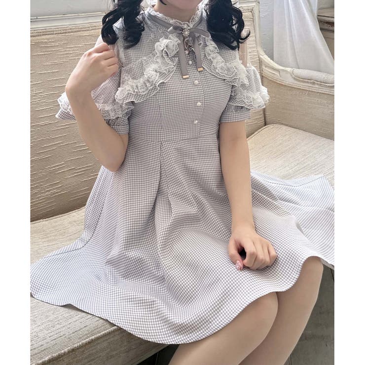 ショルダーオーバーレースラッフルワンピース[品番：RJTW0002105