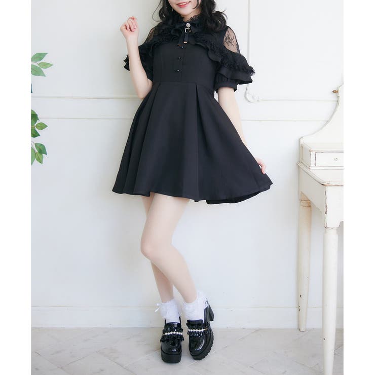 ショルダーオーバーレースラッフルワンピース[品番：RJTW0002105