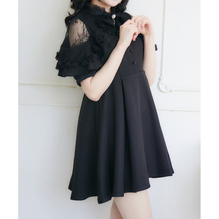ショルダーオーバーレースラッフルワンピース[品番：RJTW0002105