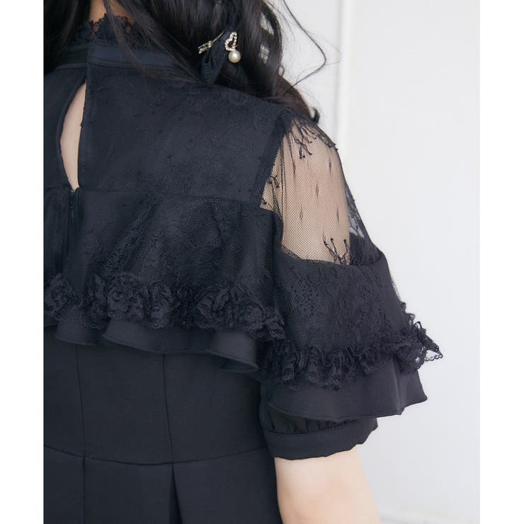 ショルダーオーバーレースラッフルワンピース[品番：RJTW0002105