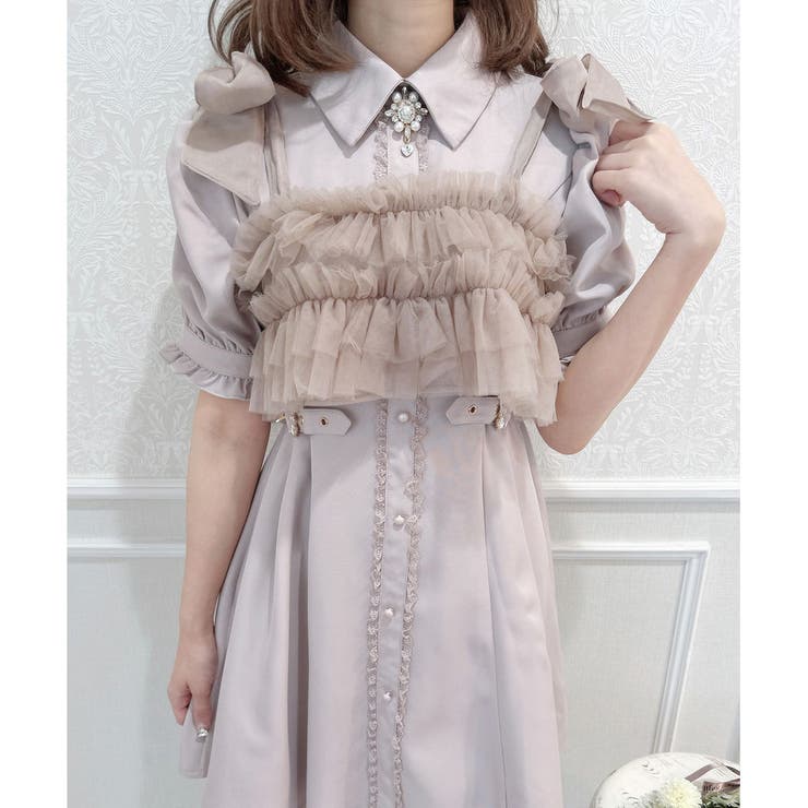 あられちゃん様 チュールロングベスト・ジレ　ワンピ CHIC STYLE ベスト ジレ 「大きいサイズ」ロングジレワンピース