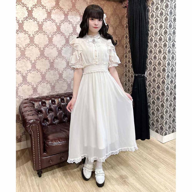ウエストシャーリングシアーロングワンピース[品番：RJTW0002444