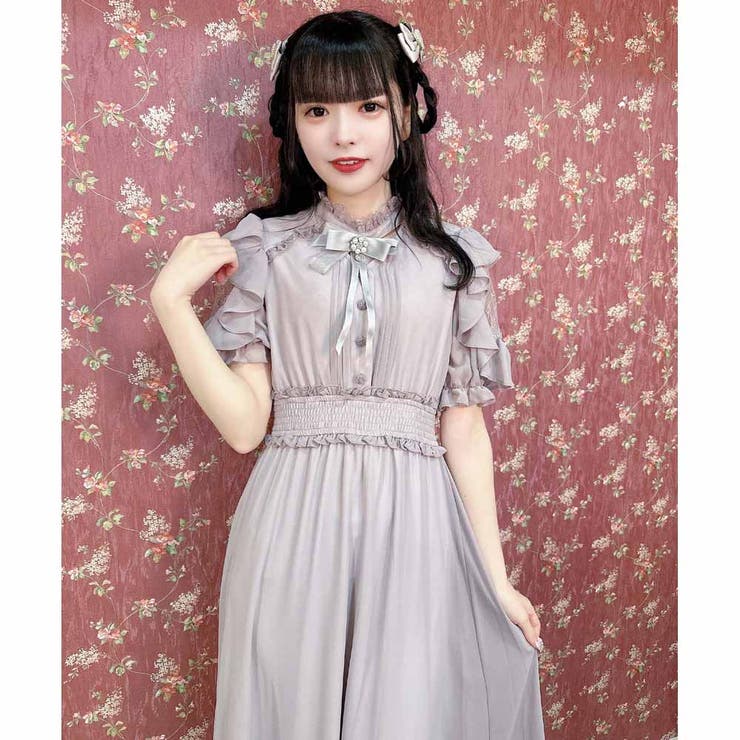 ロジータ ROJITA 配色ラッフルロングワンピース （カーキ