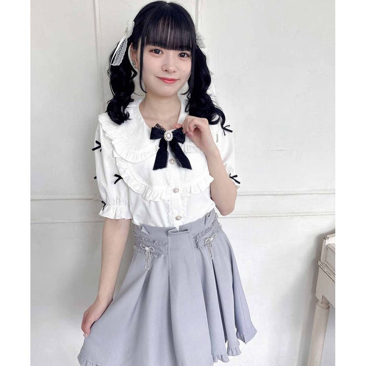 ★美品★ ROJITA ビジューリボンタッキングフレアスカート ★ ビジュリボンタッキングフレアスカート[品番：RJTW0002104