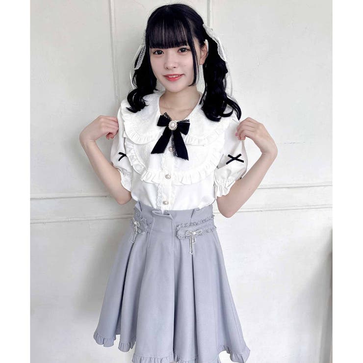 ★美品★ ROJITA ビジューリボンタッキングフレアスカート ★ ビジュリボンタッキングフレアスカート[品番：RJTW0002104