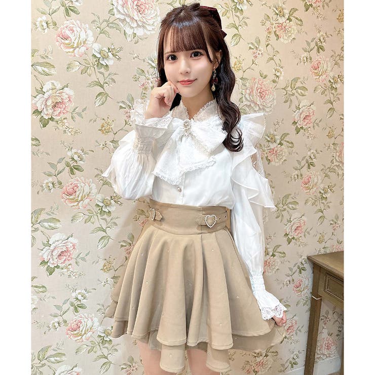 ハートバックルビジューダブルフレアスカート[品番:RJTW0002433 ハートバックルビジューダブルフレアスカート[品番:RJTW0002433