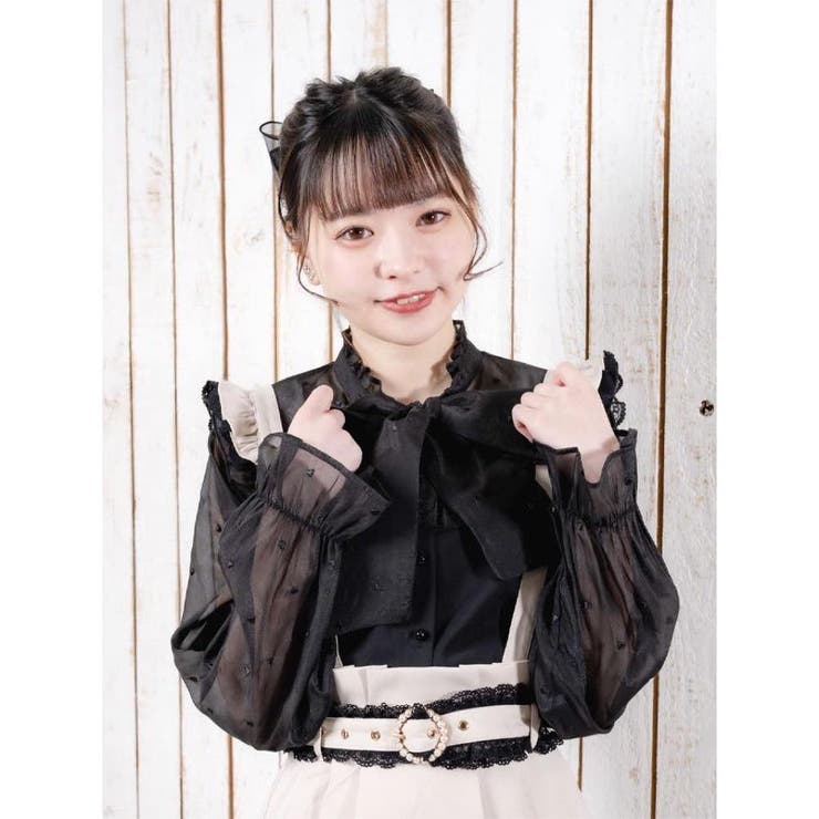 SALEで更にお買得 ハートドットシアーボウタイブラウス[品番：RJTW0000882 トップス