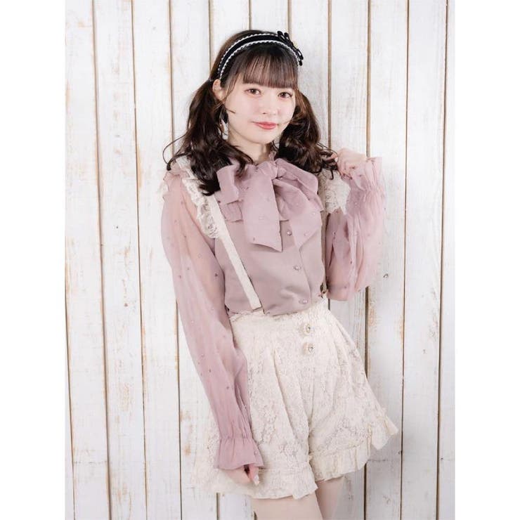 JUSGLITTY プチハートボウタイブラウス 新品✨2025 ジャスグリッティー プチハートボウタイブラウス 薄