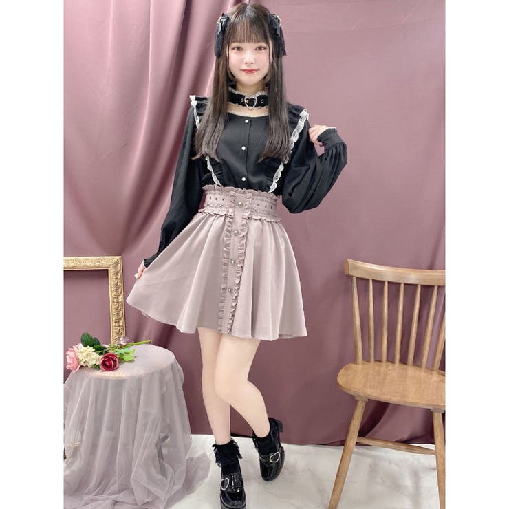 ハートバックルラッフルフリルブラウス[品番：RJTW0000861