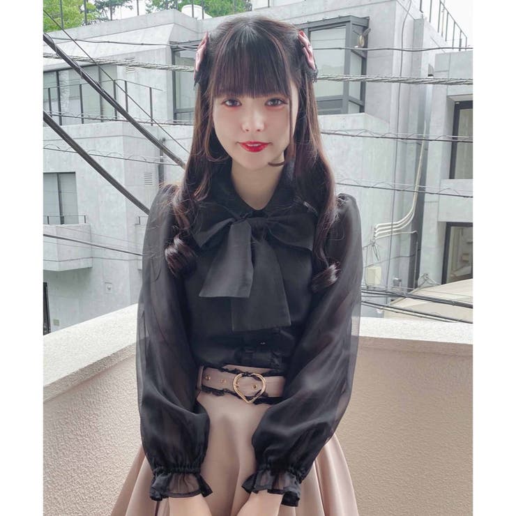 美品 ラルフローレン ボウタイリボン シアーブラウス プリーツ