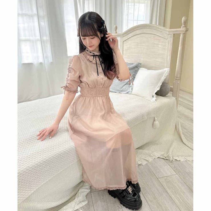 パールビジューネックレスロングワンピース[品番：RJTW0002430