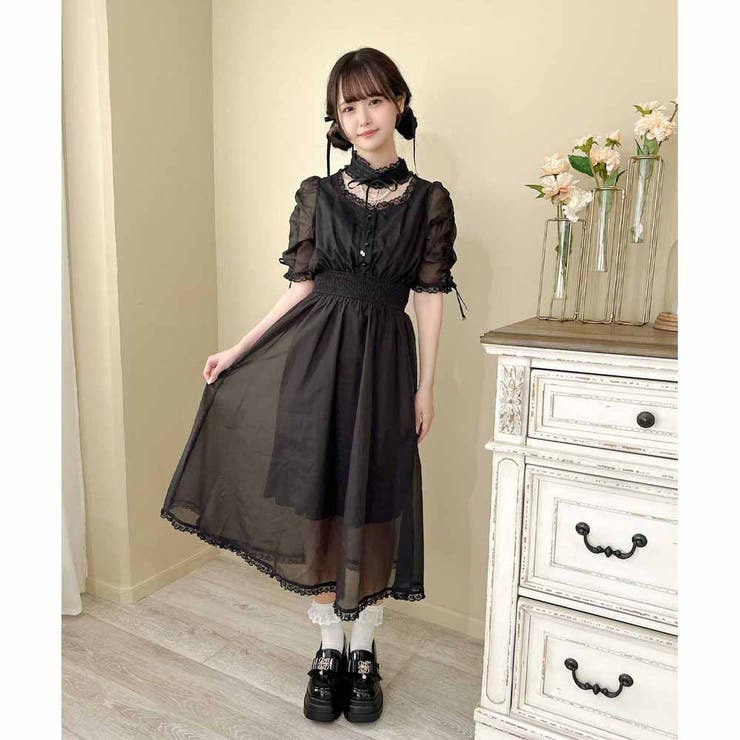 パールビジューネックレスロングワンピース[品番：RJTW0002430