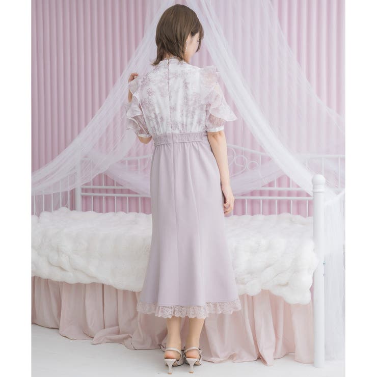 ロマンスグランジ クラシカル花柄 ローズレースドッキングワンピース 花柄ドッキングロングワンピース | Rlab store