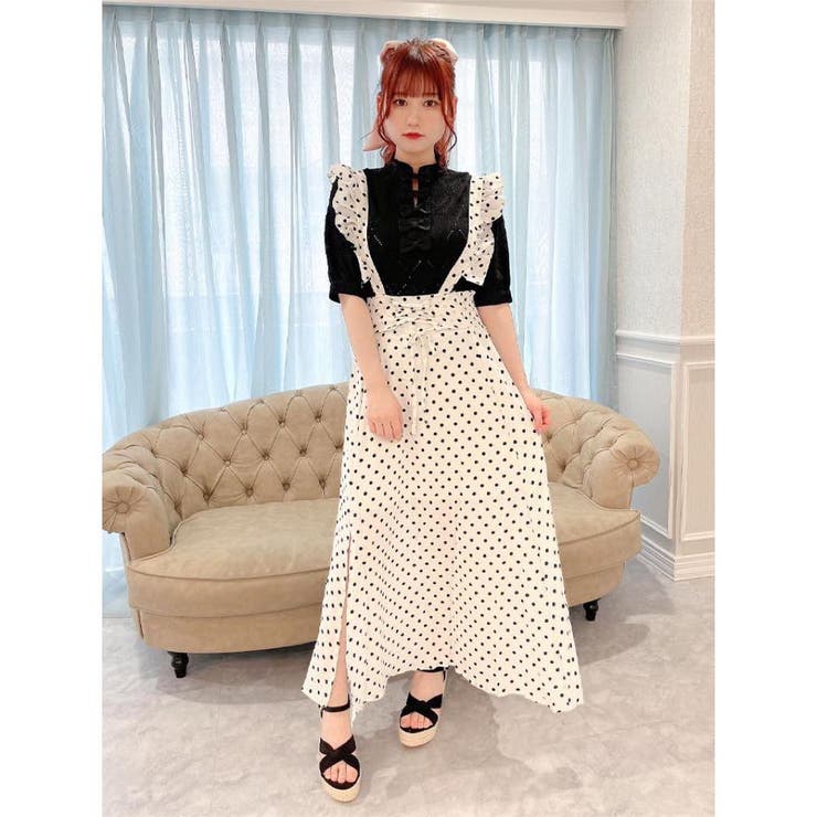 ♡専用みは様♡リブドロワ　レディース　トップス Rmine】ラインリボンパワショル5分袖トップス[品番：RJTW0000979