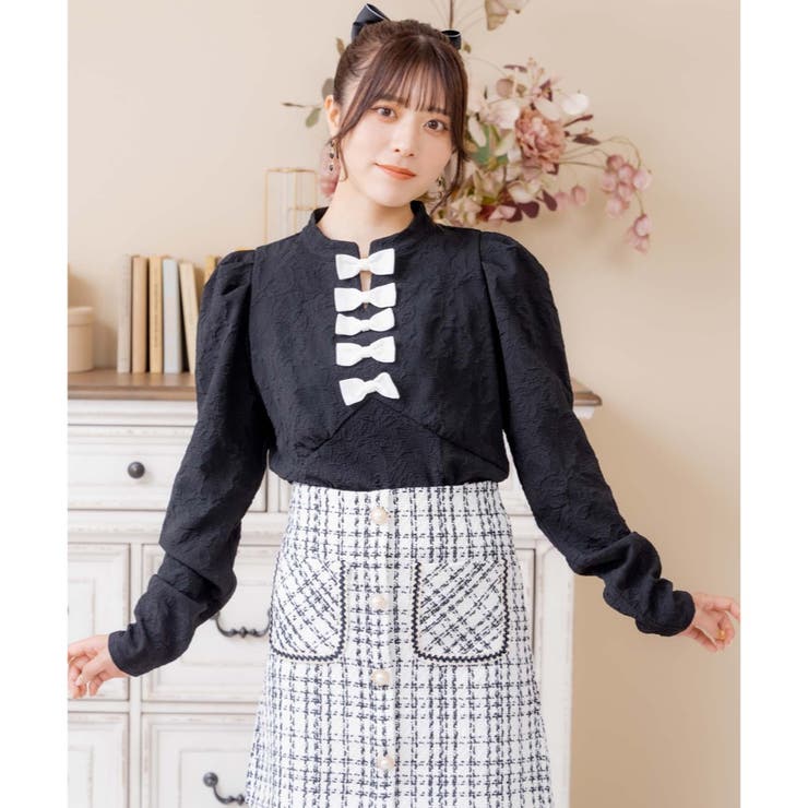 René - Ｔ♡ページ Rene ルネ リボン トップス René - □ルネ☆定価4万円程度☆良好☆リボンニットトップスの