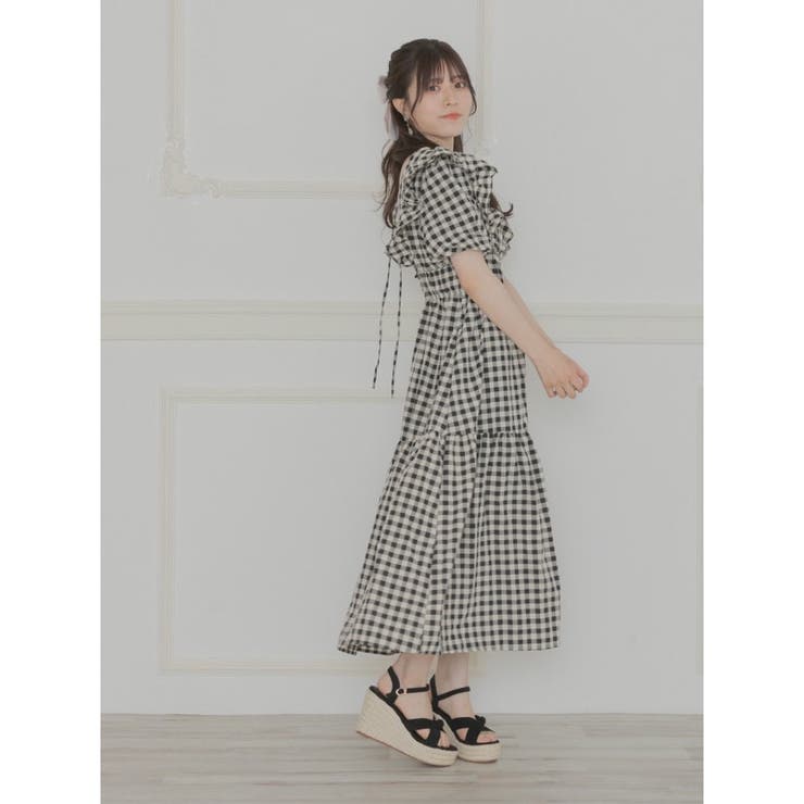 新品【ヴェロフォンナ 】ギンガムバックリボン　ロングワンピース M オフショル SND0125M0073_zo_a002.jpg
