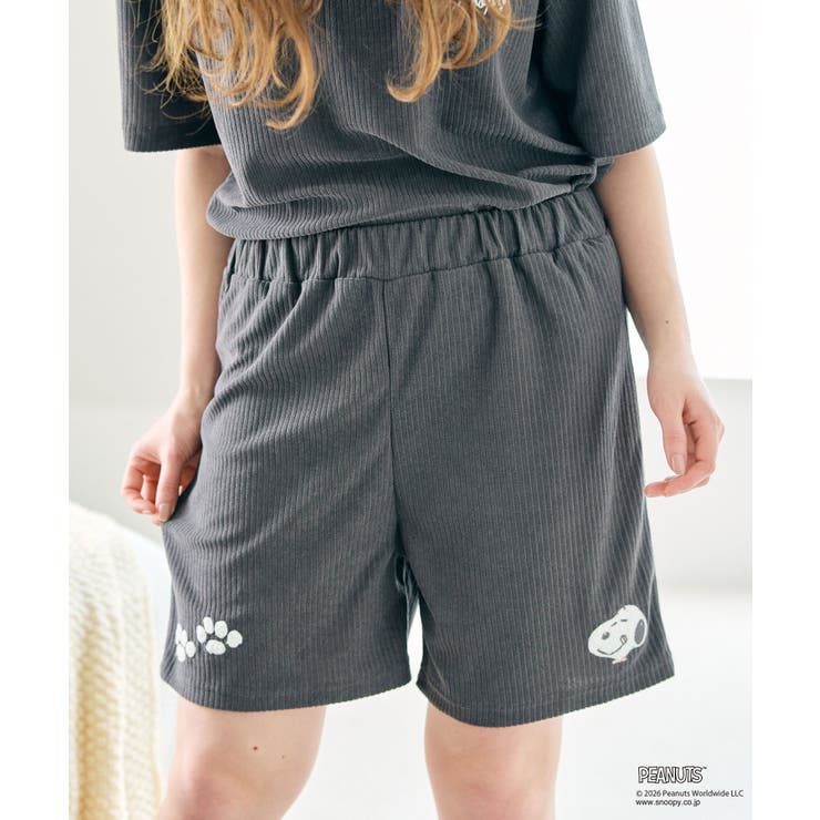 アイボリー | 【PEANUTS ピーナッツ】スヌーピー パイルリブパンツ | 推部屋plus