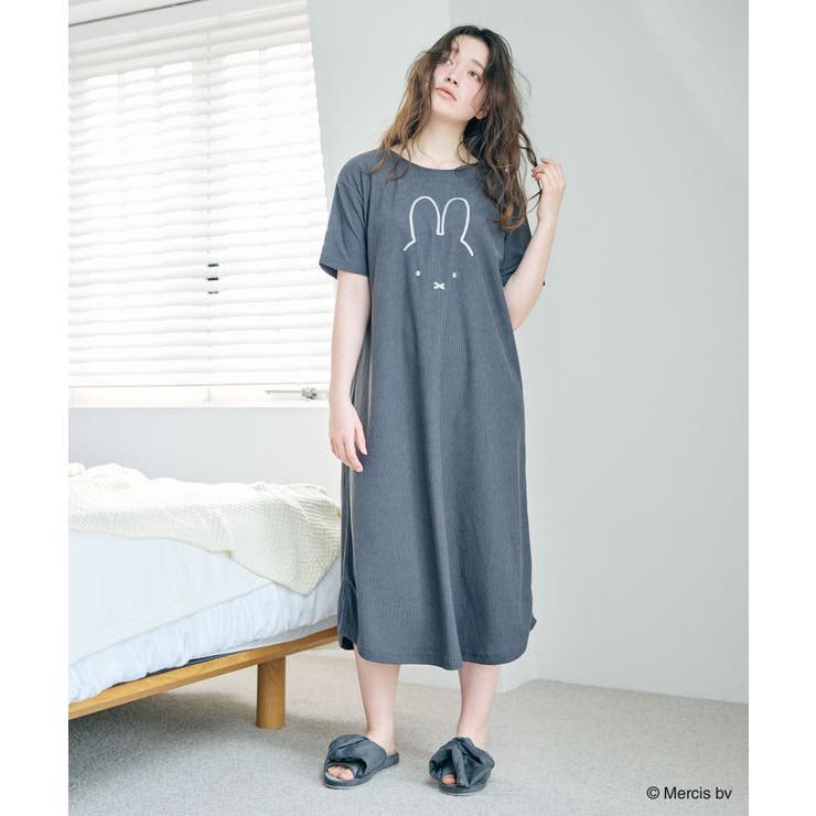 アイボリー | 【ミッフィー miffy】パイルリブワンピース ルームウエア | 推部屋plus