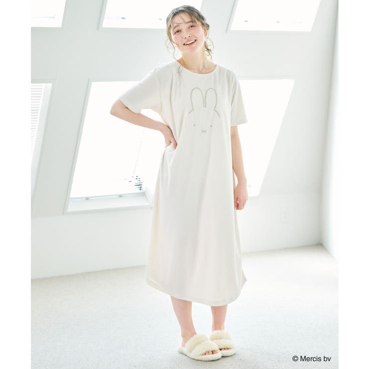 グレー | 【ミッフィー miffy】パイルリブワンピース ルームウエア | 推部屋plus