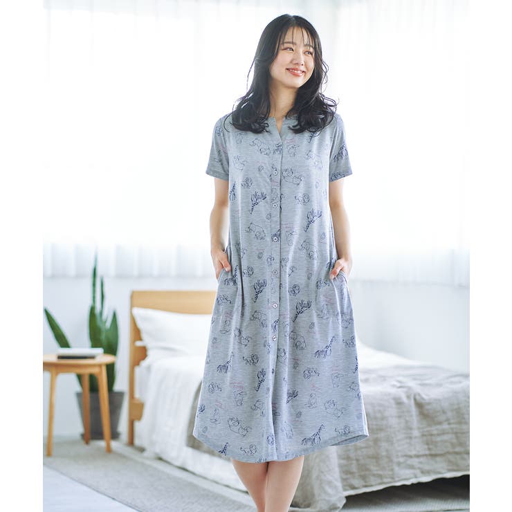 授乳楽々半袖マタニティパジャマ ワンピースタイプ アニマル柄 品番 Rsmw マタニティウェア ランジェリーのrosemadame マタニティウェアランジェリーノローズマダム のレディースファッション通販 Shoplist ショップリスト