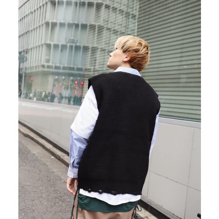 JMLOVERSIZEDKNIT VEST/オーバーサイズニットベスト[品番：RVSM0001007]｜rovtski（ロフトスキー  ）のメンズファッション通販｜SHOPLIST（ショップリスト）