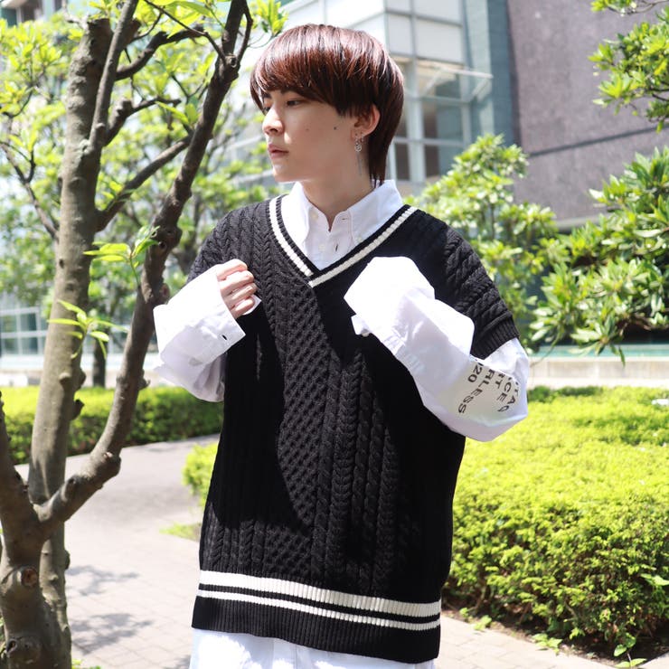 CABLE COTTONKNIT BIG VEST[品番：RVSM0001666]｜rovtski（ロフト