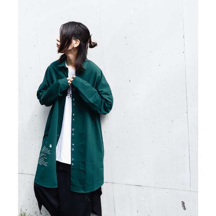 AFYF EMB LONG SHIRT/オーバーサイズ 刺繍ロングシャツ[品番