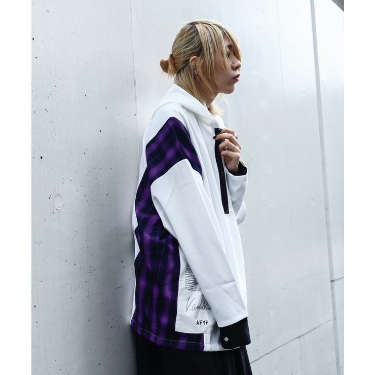 BLK×RDチェ】AFYFSIDE CHECK PARKA[品番：RVSM0002572]｜rovtski