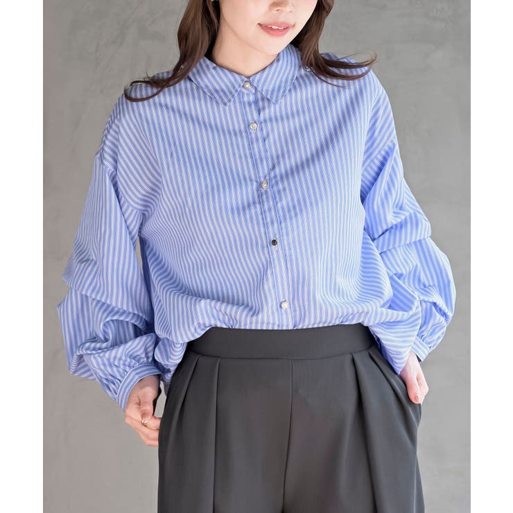 変形スリーブ裾タック多釦ブラウス | rps | 詳細画像30 