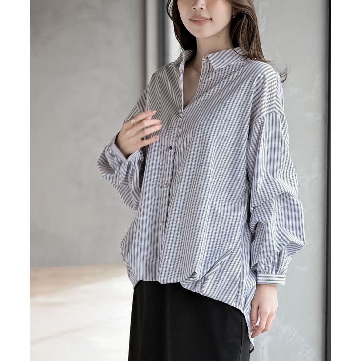 変形スリーブ裾タック多釦ブラウス | rps | 詳細画像7 