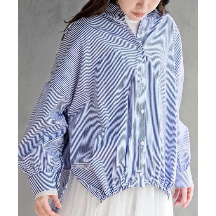 ブルー | バックギャザードロストブルゾンシャツ | rps