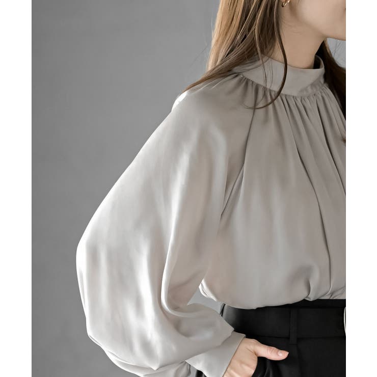 ウ゛ィンテージサテンハイネックブラウス | rps | 詳細画像6 