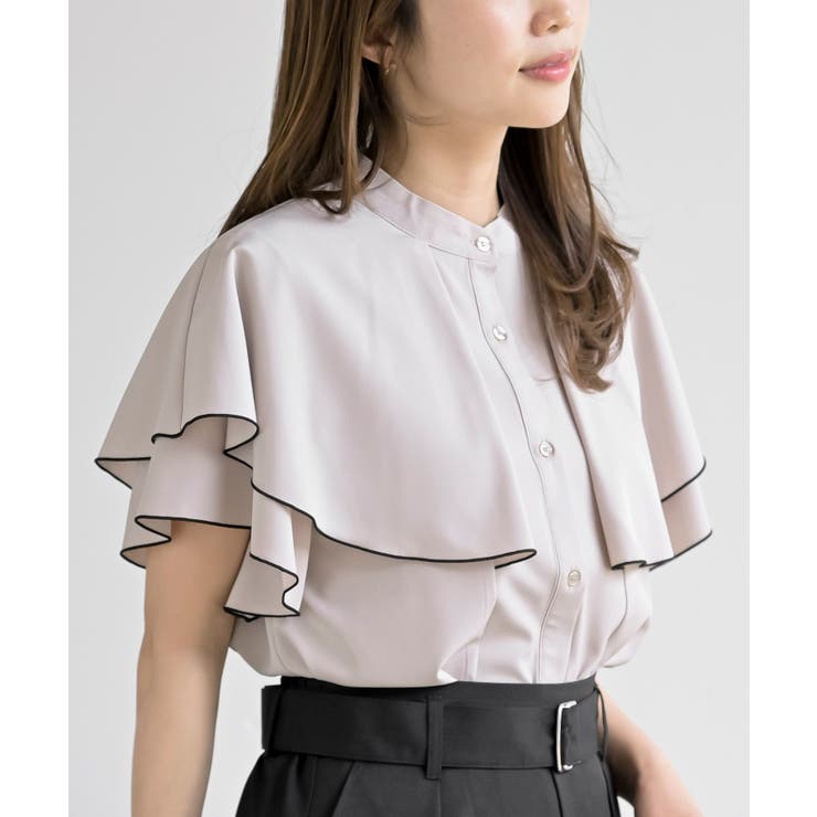 バンドカラー配色ケープブラウス | rps | 詳細画像14 