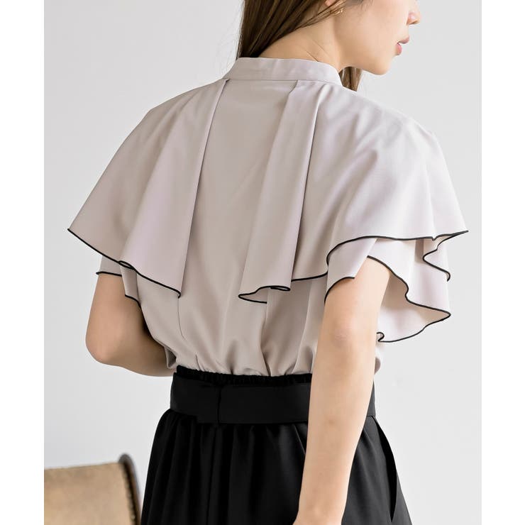 バンドカラー配色ケープブラウス | rps | 詳細画像16 