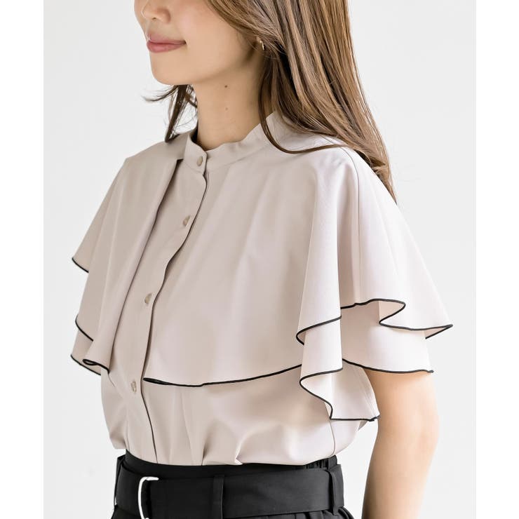 バンドカラー配色ケープブラウス | rps | 詳細画像17 