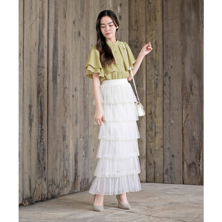 バンドカラー配色ケープブラウス | rps | 詳細画像18 