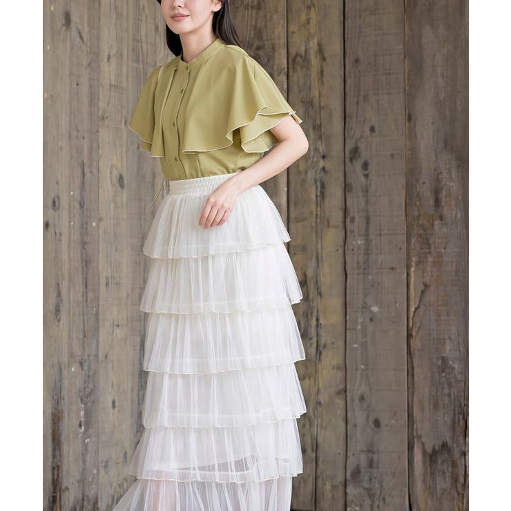 バンドカラー配色ケープブラウス | rps | 詳細画像19 