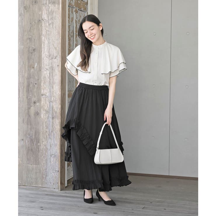 バンドカラー配色ケープブラウス | rps | 詳細画像2 