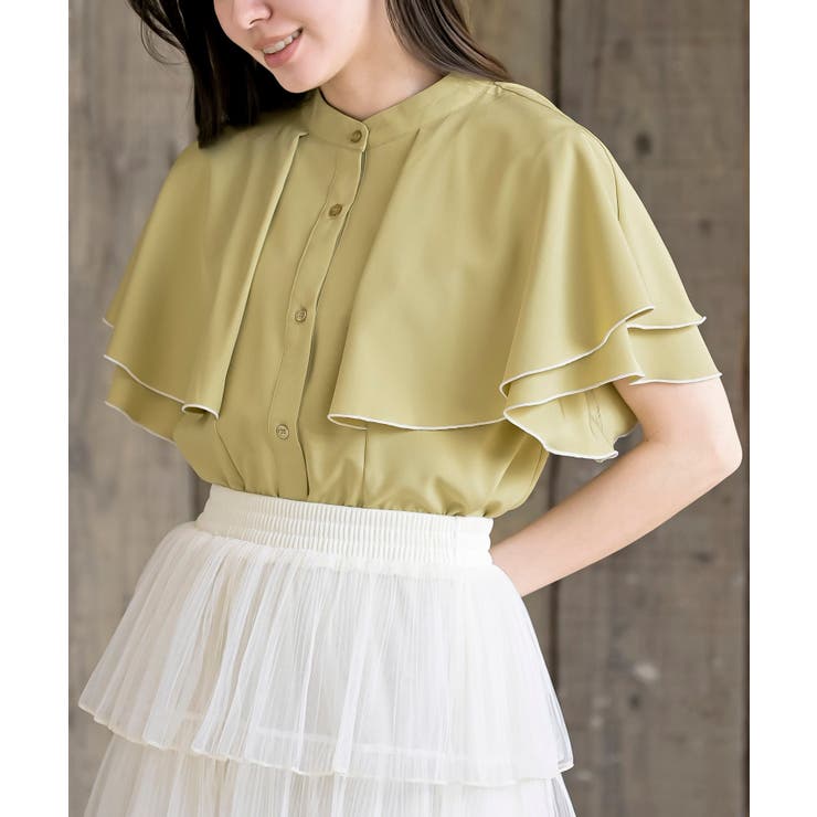 バンドカラー配色ケープブラウス | rps | 詳細画像23 