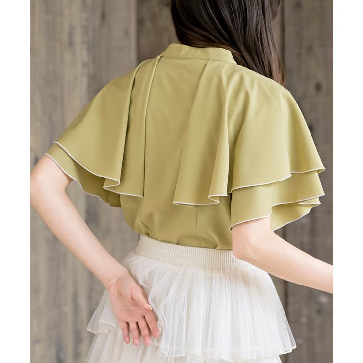 バンドカラー配色ケープブラウス | rps | 詳細画像25 