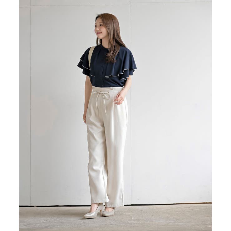 バンドカラー配色ケープブラウス | rps | 詳細画像26 