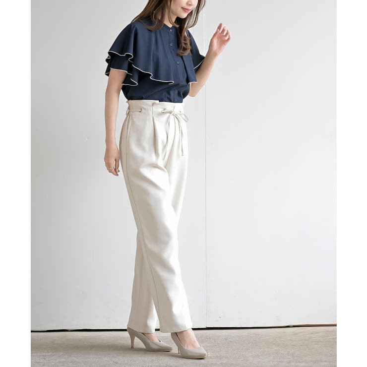 バンドカラー配色ケープブラウス | rps | 詳細画像29 