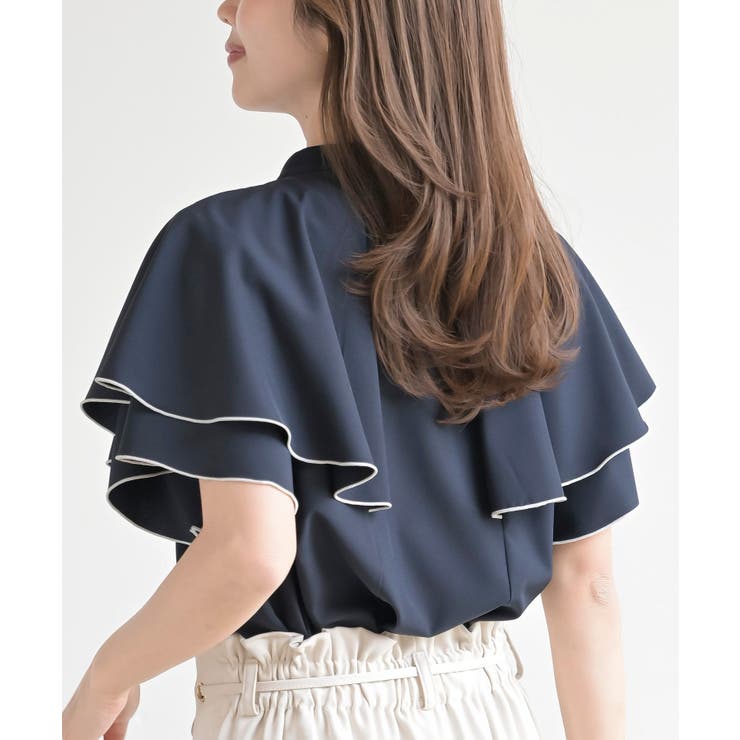 バンドカラー配色ケープブラウス | rps | 詳細画像32 