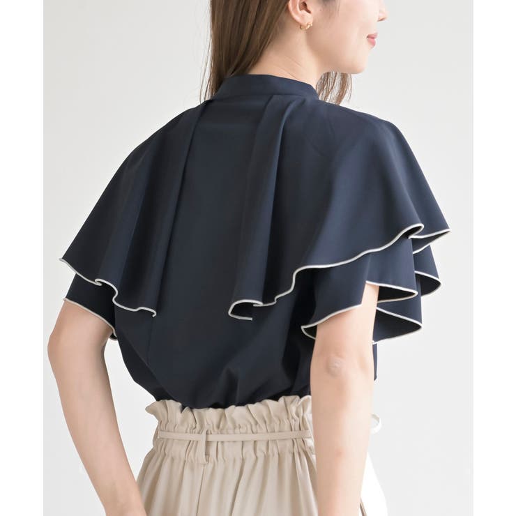 バンドカラー配色ケープブラウス | rps | 詳細画像33 