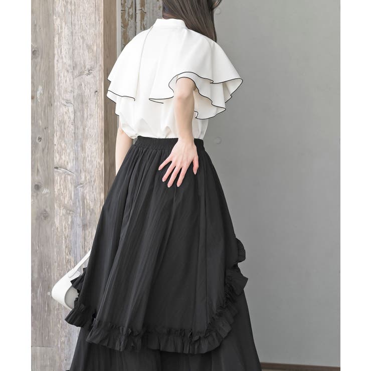 バンドカラー配色ケープブラウス | rps | 詳細画像4 